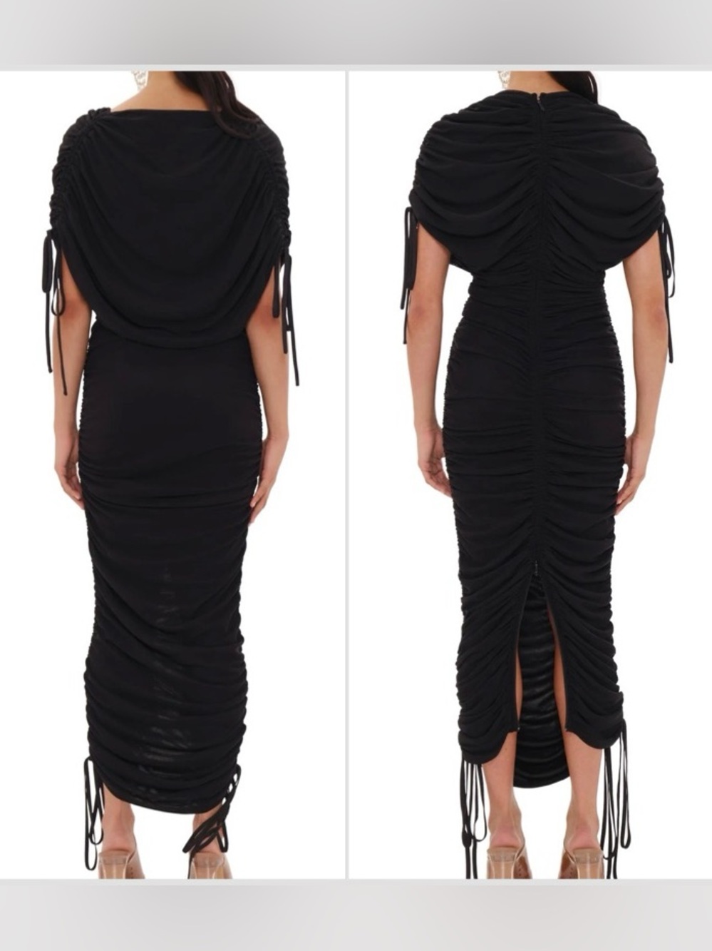 Andrea Iyama Black Ratu Ruched Mesh Dress - Picture 5 of 16